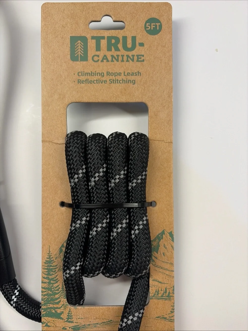 Black Reflective Climbing Rope Dog Leash - 5FT